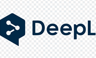 DeepL logo with navy blue icon and text on transparent background