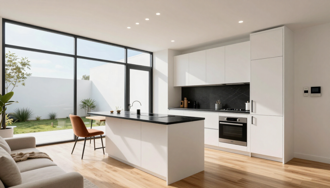 Interior of a modern tiny home guest house