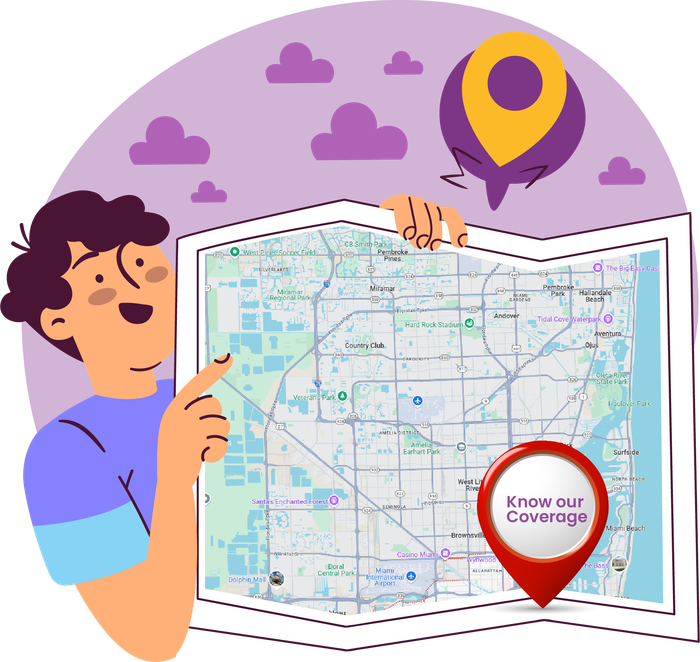 A man is pointing at a map with a pin on it.