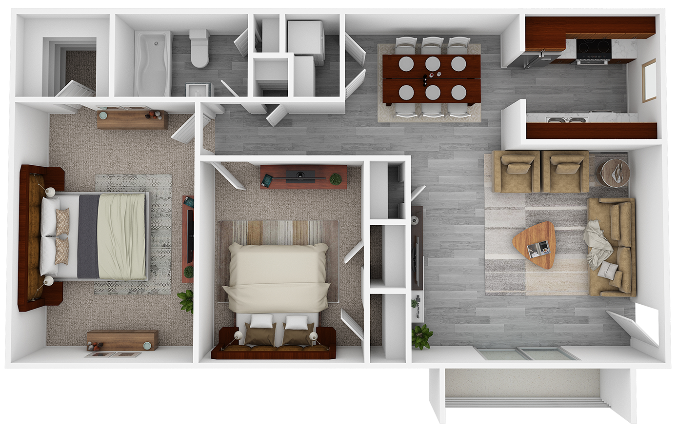 2 Bed | 1 Bath Floorplan