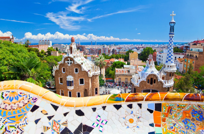 Park Güell overlooking Barcelona, Spain