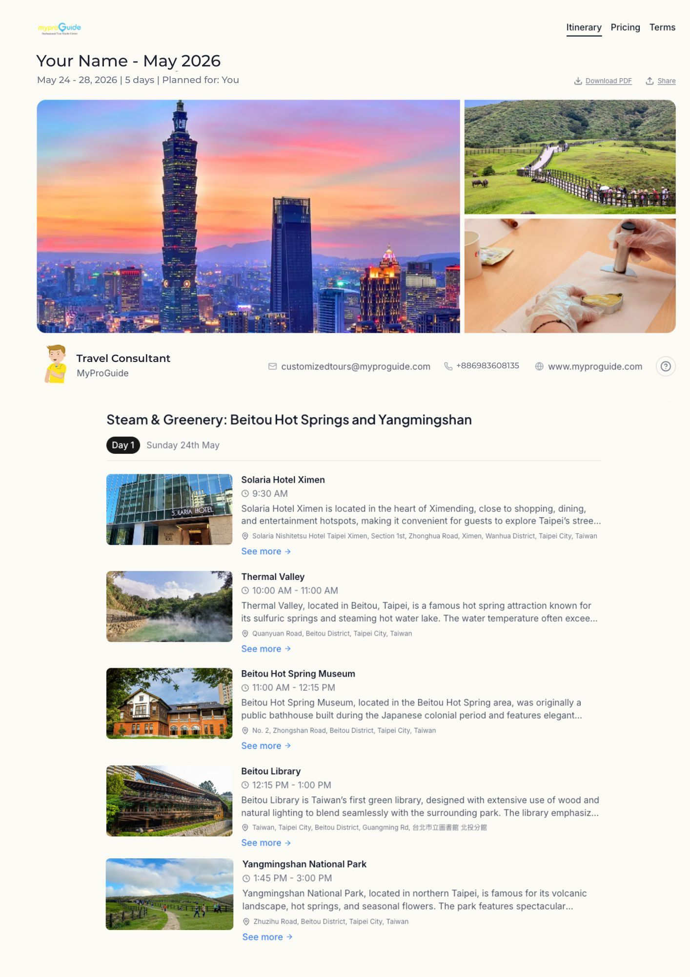 Experience the difference: Your personalized digital itinerary, complete with scenic previews and precise timings, accessible with just one click.