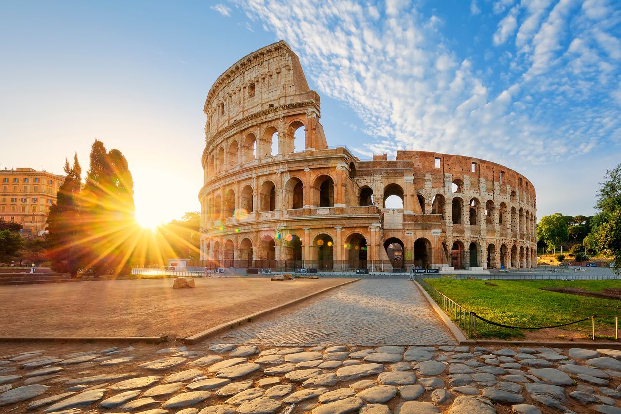 Colosseum in Rome, Italy at sunrise