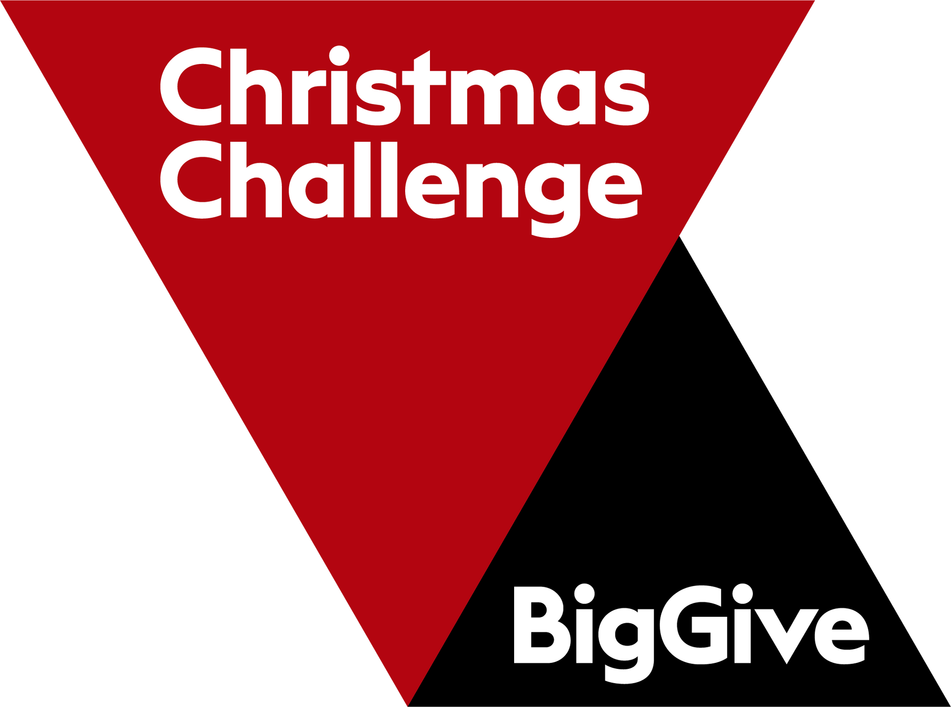 Red and black triangular BigGive Christmas Challenge logo with 