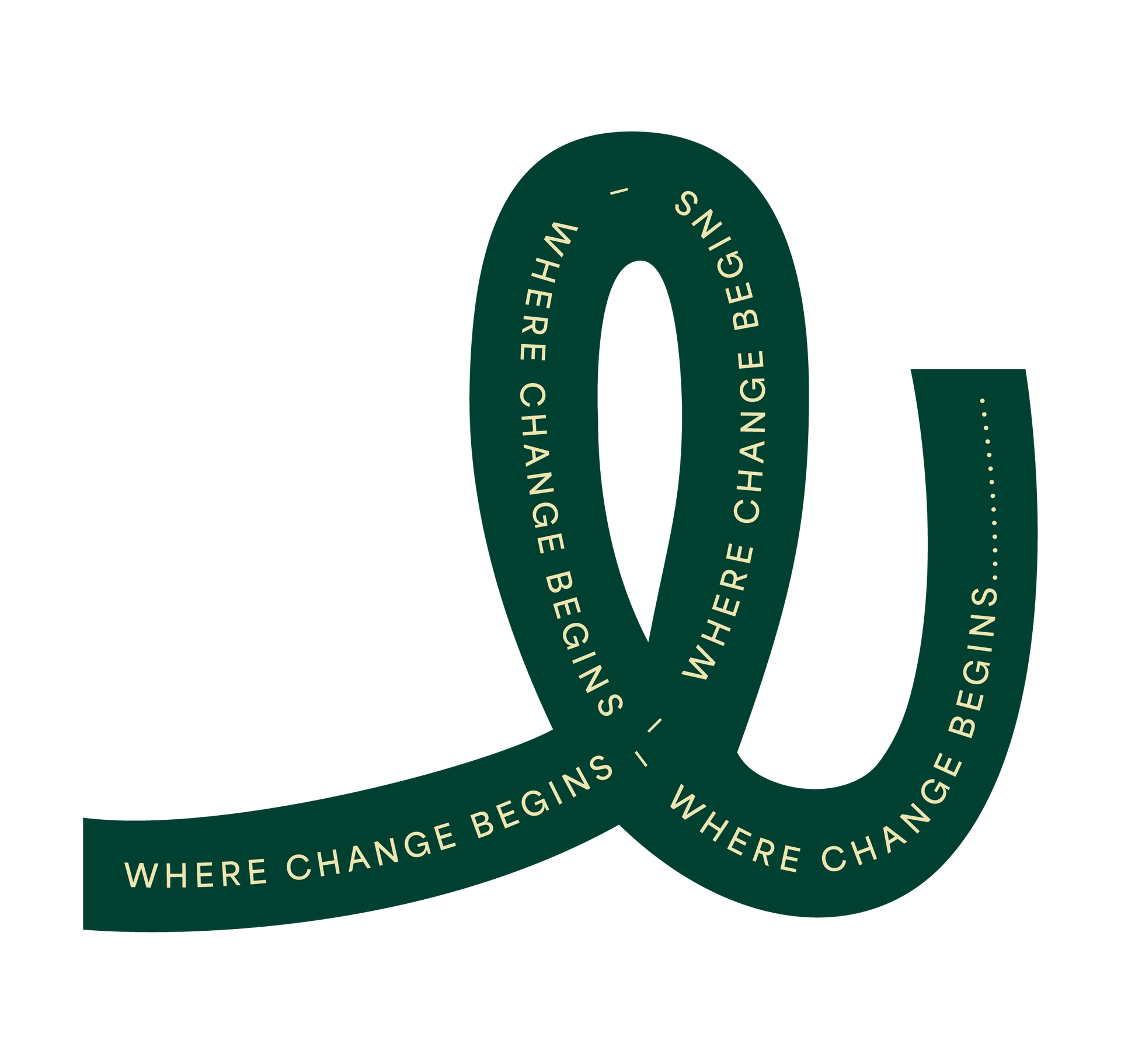 Dark green ribbon forming a stylized
