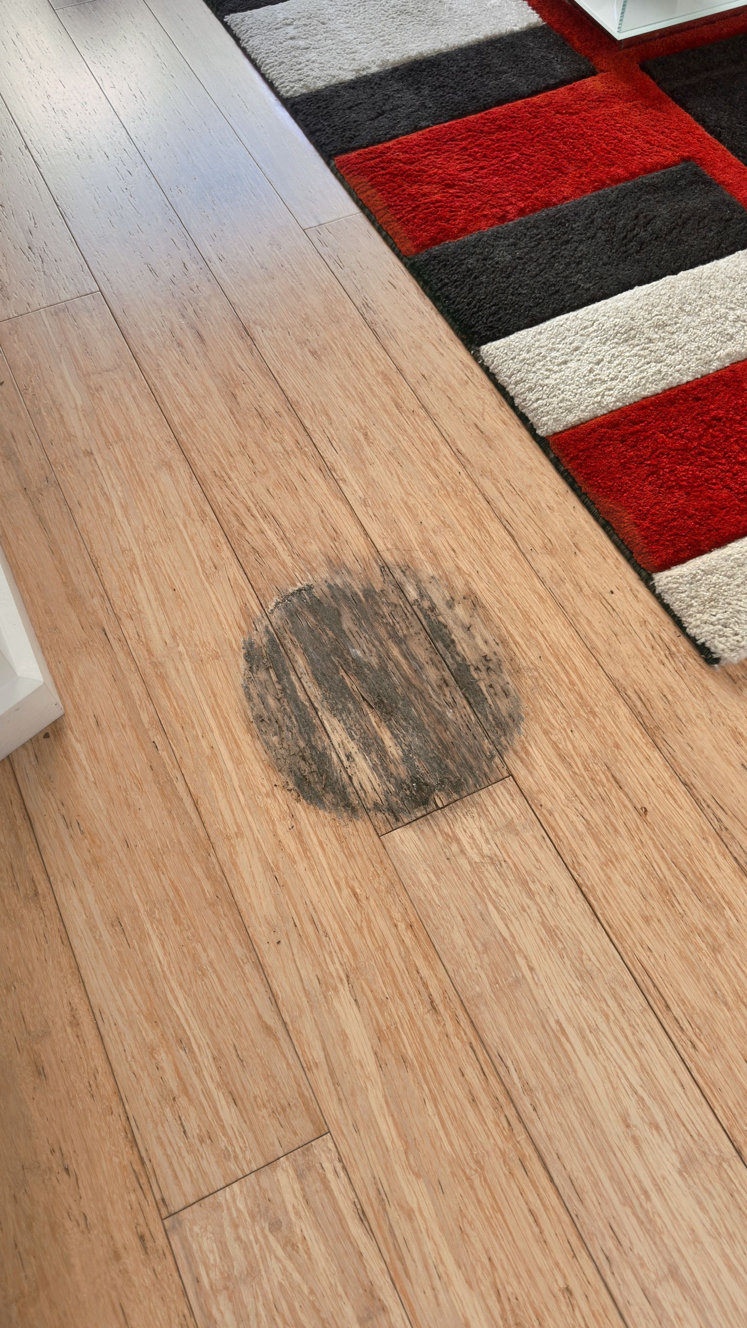 Floor surface repaired — before and after comparison