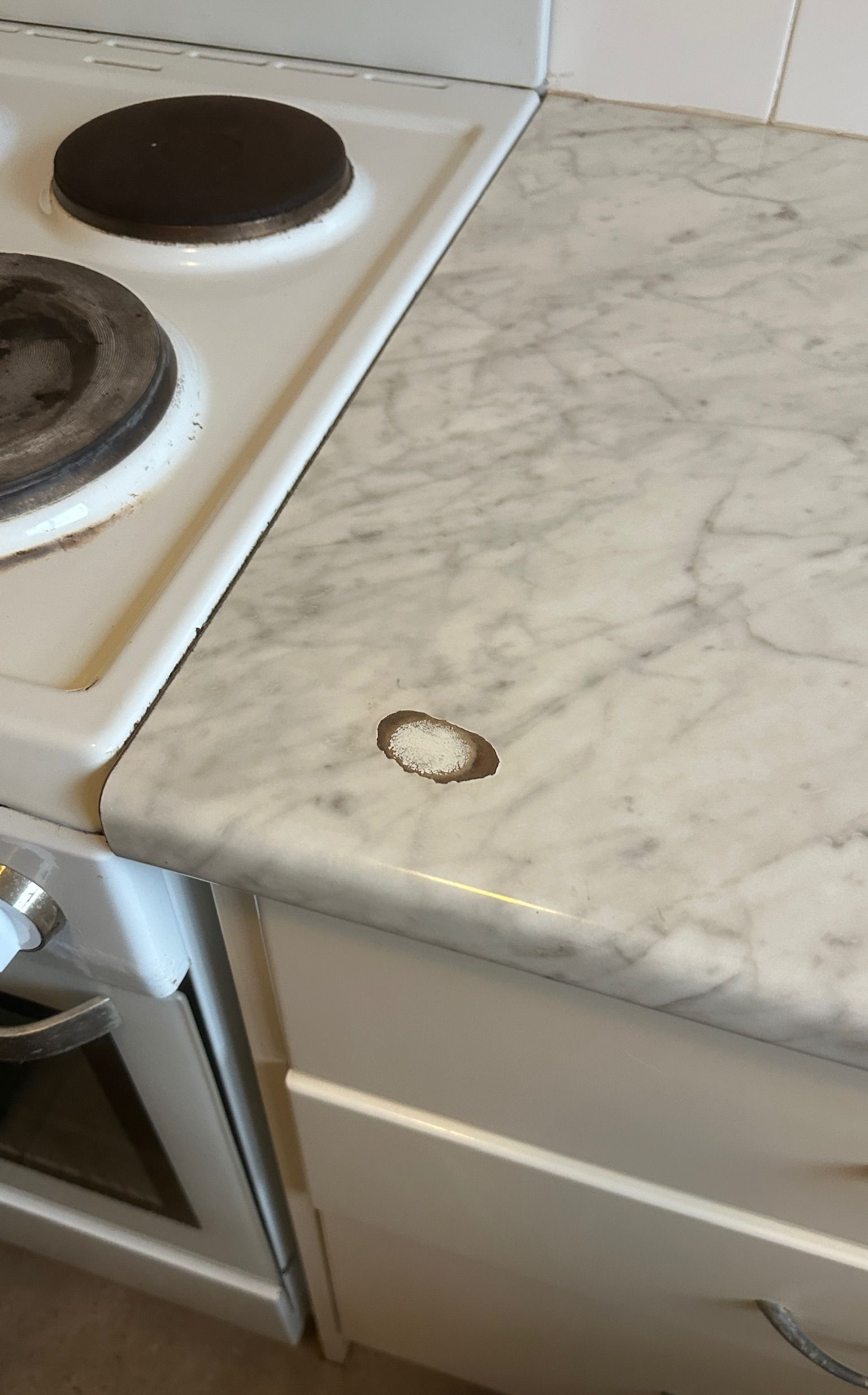 Laminate Benchtop repaired — before and after comparison