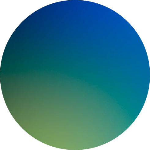 A circle featuring a smooth color gradient transitioning from deep blue at the top to a muted olive green at the bottom.