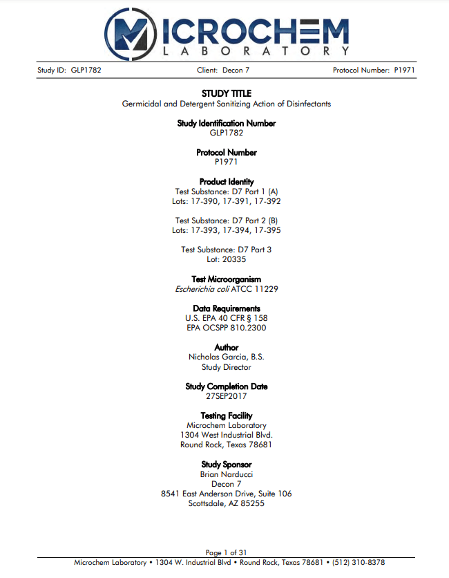 Escherichia coli testing report Escherichia coli testing report