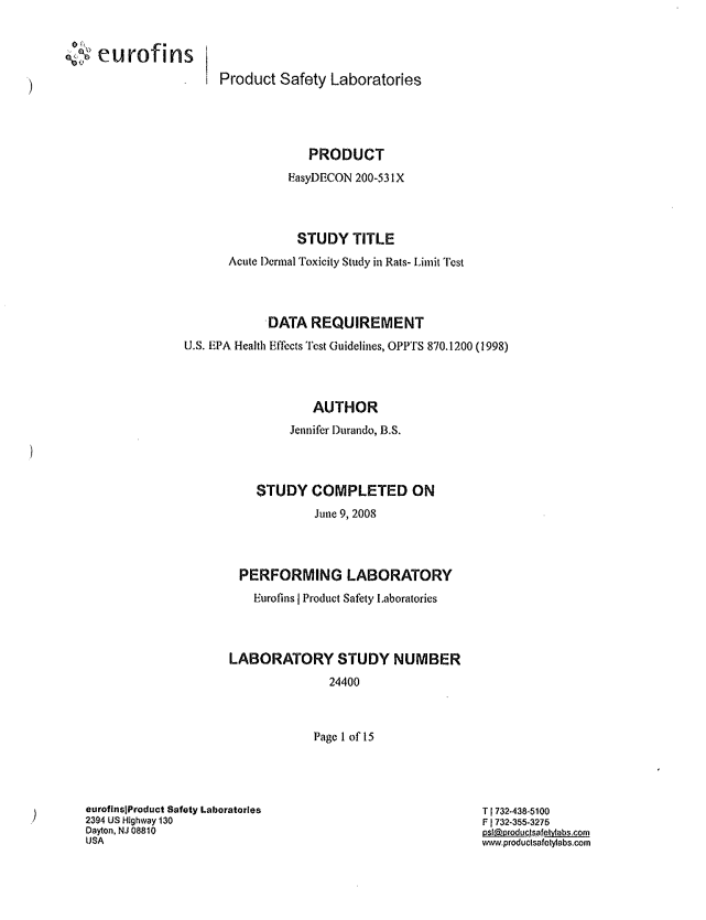 Acute Dermal Toxicity Acute Dermal Toxicity