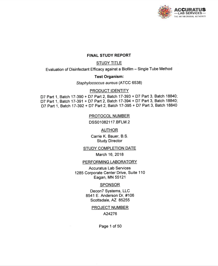 Staphylococcus aureus Biofilm Testing report Staphylococcus aureus Biofilm Testing report