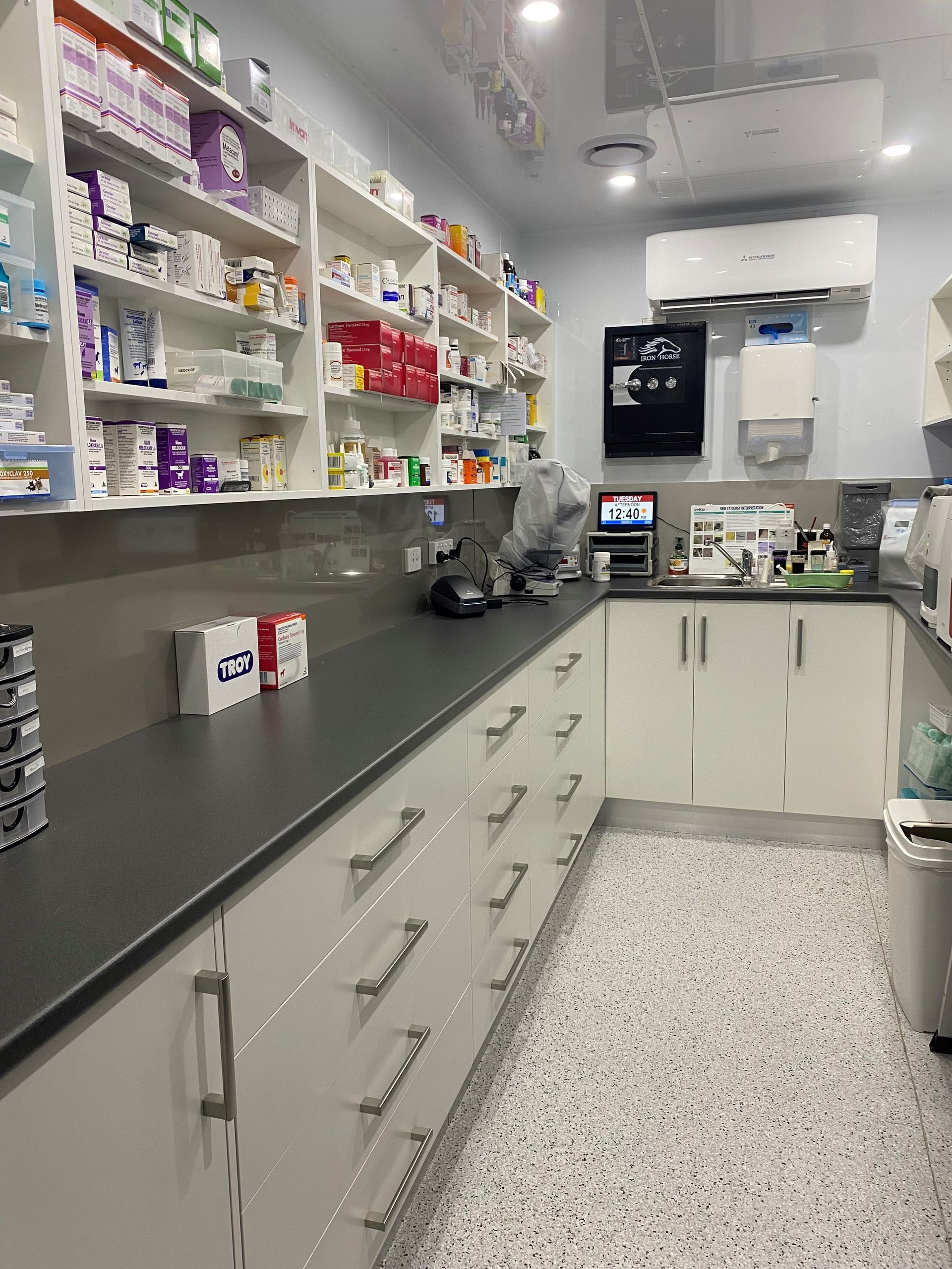 Modern Pharmacy Interior With Cabinets, Stocked Shelves, and a Countertop — Valley Cabinetmakers Pty Ltd In Biloela, QLD