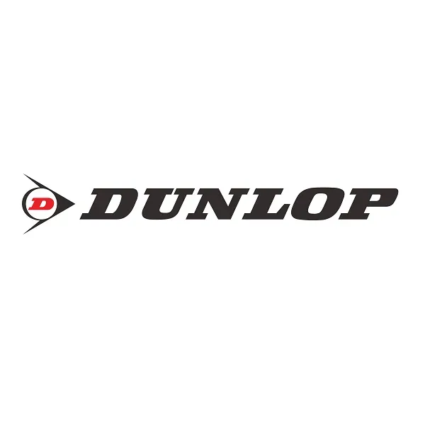 Logotipo da Dunlop em preto e vermelho sobre fundo branco.