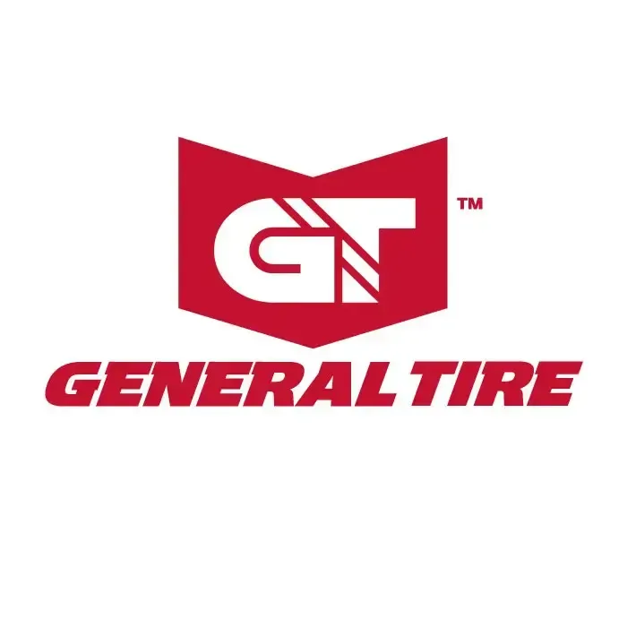 Logotipo da General Tire em vermelho com emblema GT estilizado sobre fundo branco