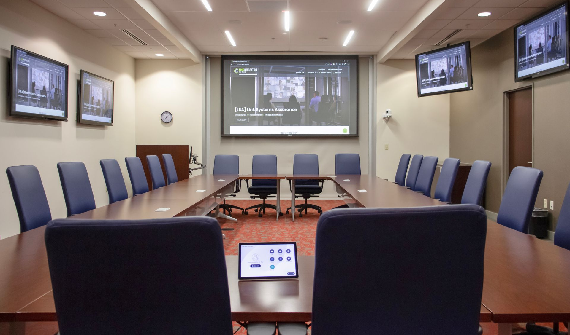 Modern conference room with AV display system