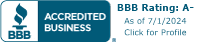 BBB trust badge for Lifted High Roofing LLC