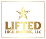 A logo for lifted high roofing and construction