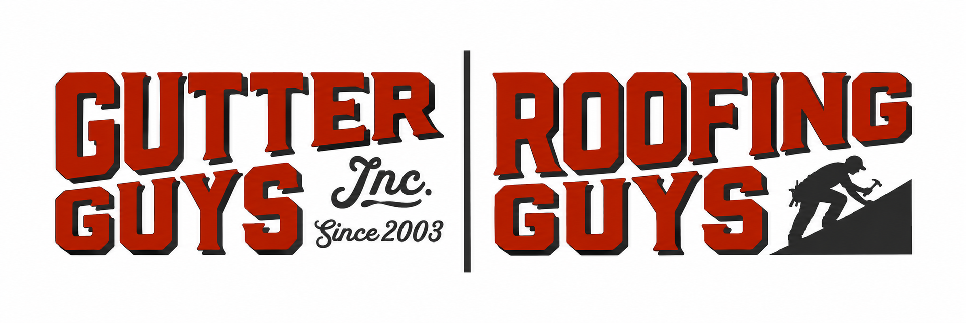 Gutter Guys Inc. logo in red and black with &ldquo;Since 2003&rdquo; script text