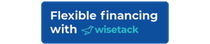 Blue banner reading “Flexible financing with wisetack” with a paper airplane icon