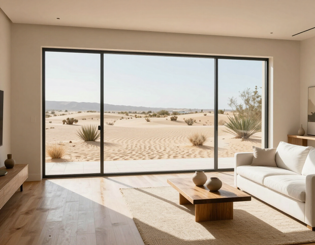 Large picture window installed in a sunlit residential living room.