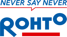 A logo for rohto that says never say never