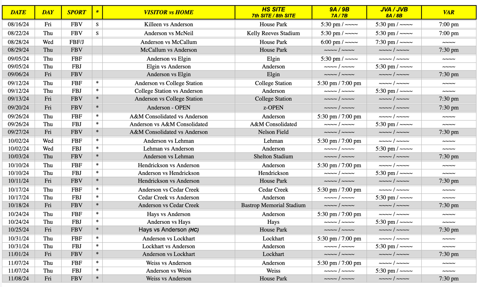 Schedule