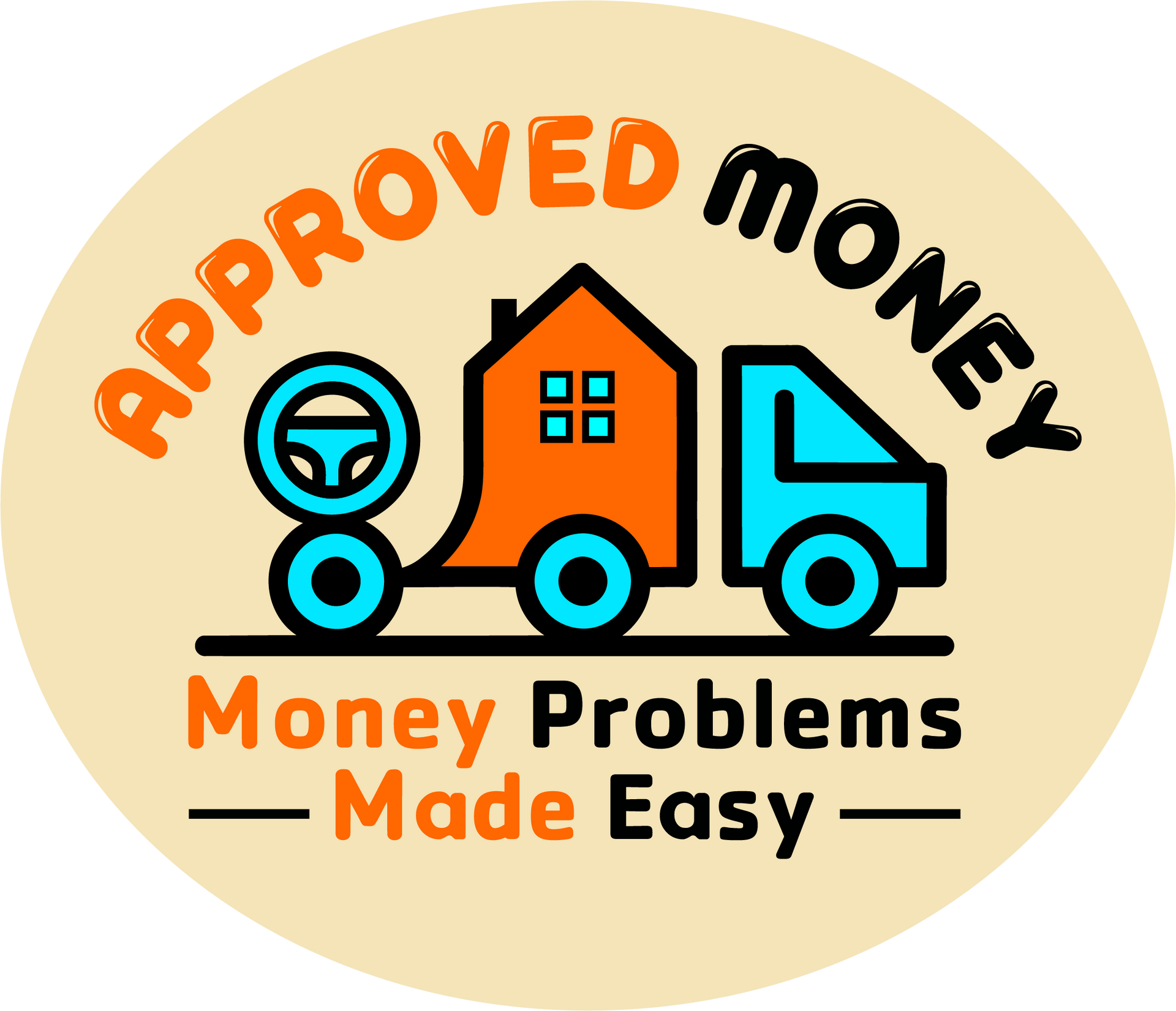 A logo that says approved money, money problems made easy