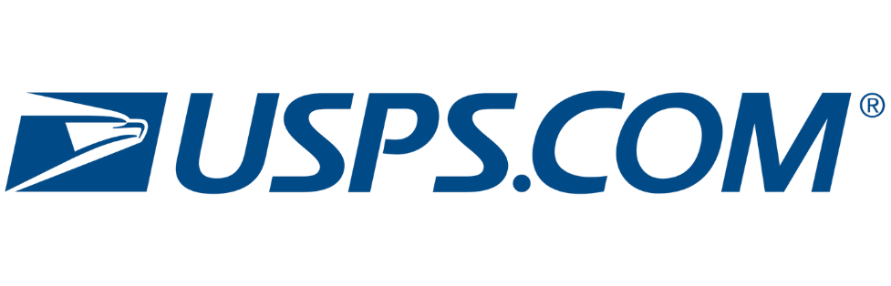 USPS.com logo with blue postal eagle and wordmark on white background