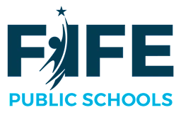 FIFE Public Schools logo with teal letters and a star above the I