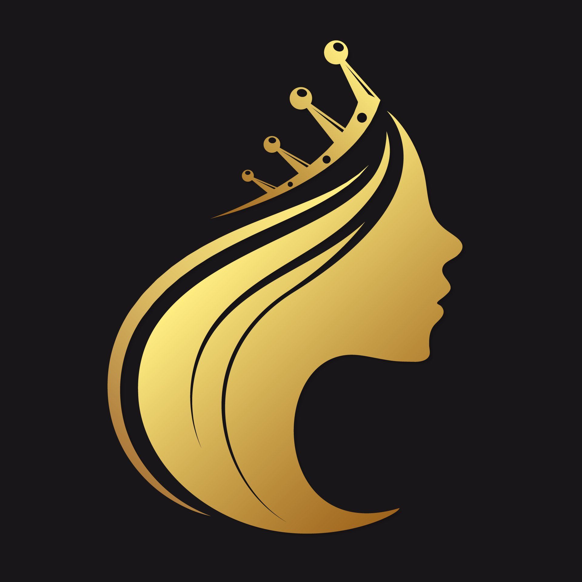 A silhouette of a woman with a crown on her head.