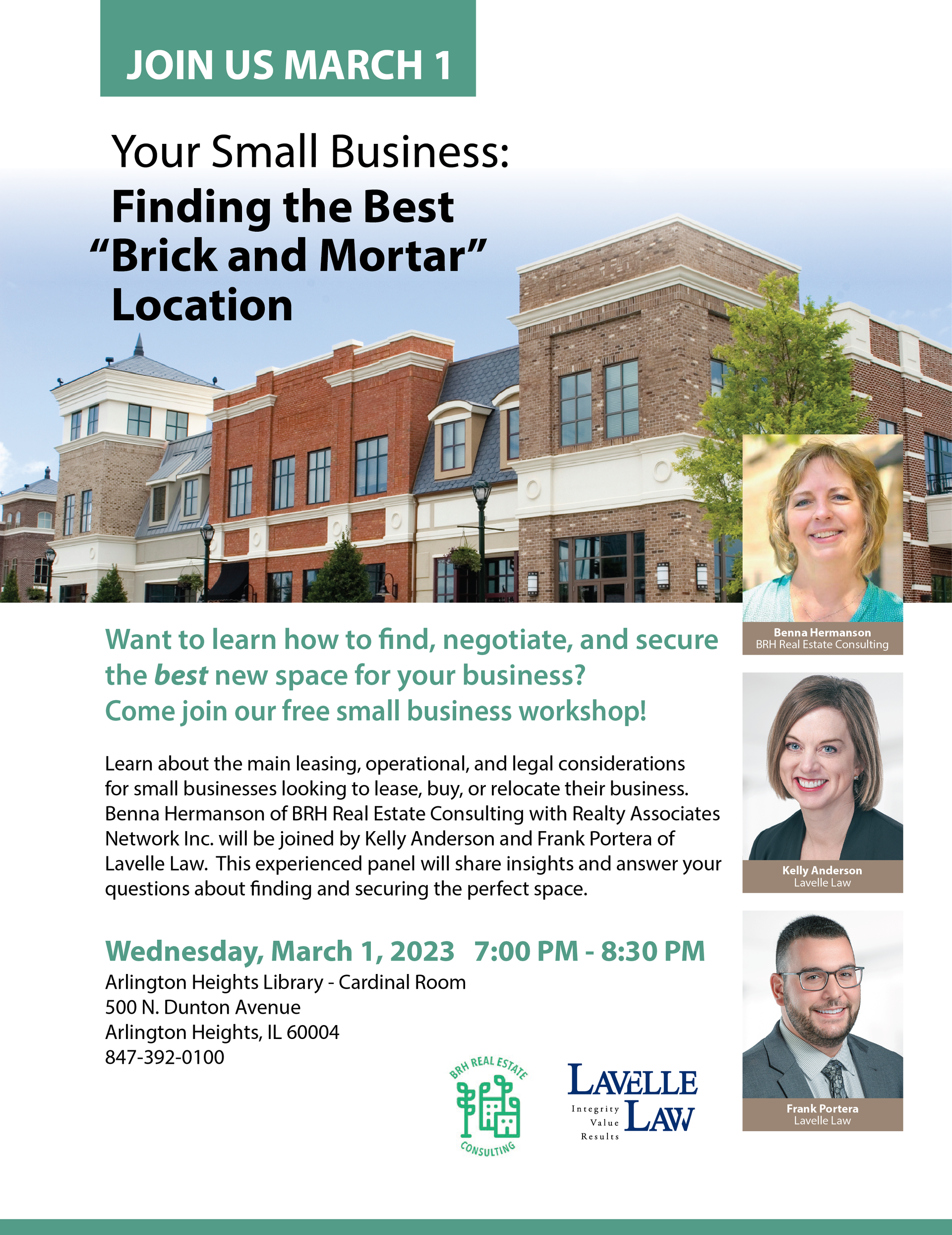 A flyer for a small business called finding the best brick and mortar location.