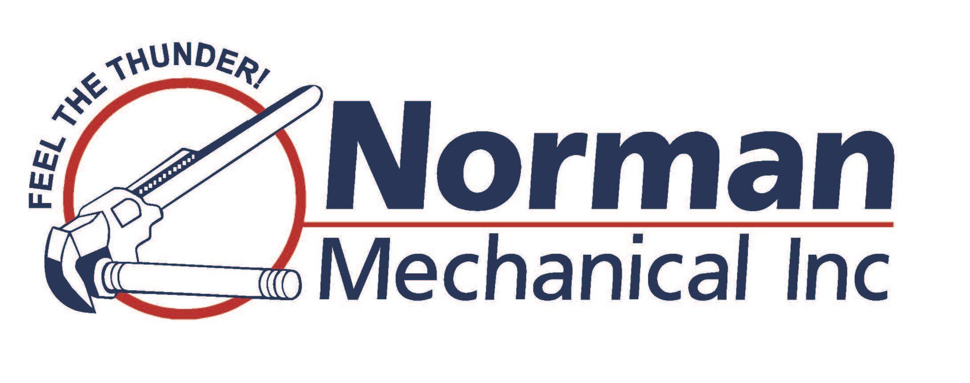 The logo for norman mechanical inc shows a chainsaw in a circle.