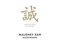 Logo for Maloney Kan Accountants: gold Chinese character with tagline 