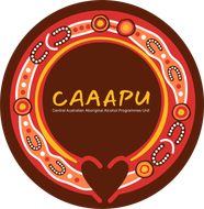 Logo for Central Australian Aboriginal Alcohol Programmes Ltd: circular design, Aboriginal art motifs, and text 