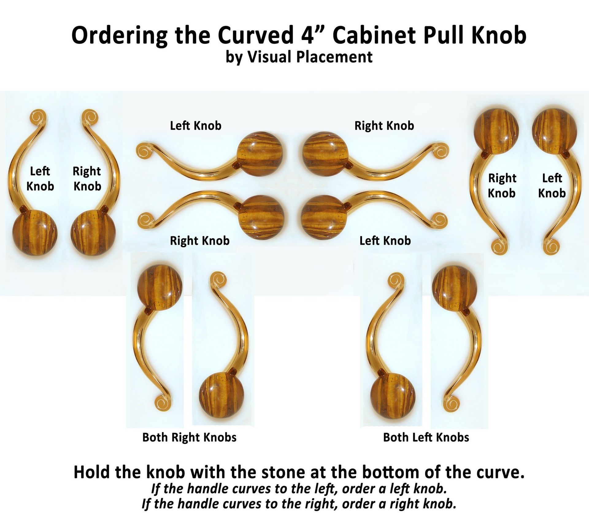 Placement options of left & right 4 inch pull knob