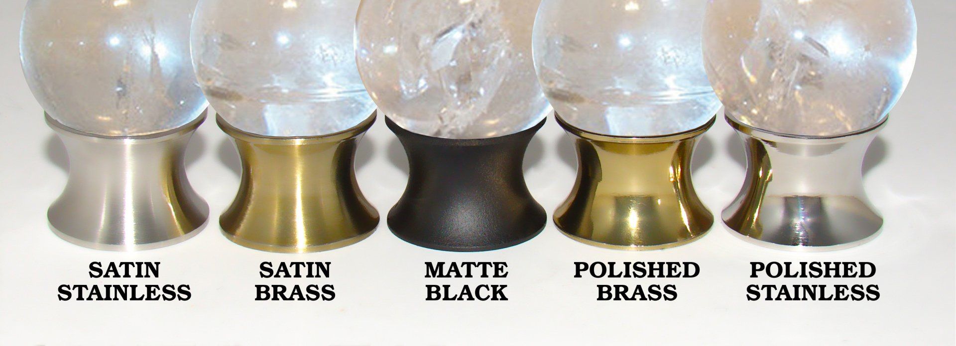Cabinet knobs come in 5 finishes