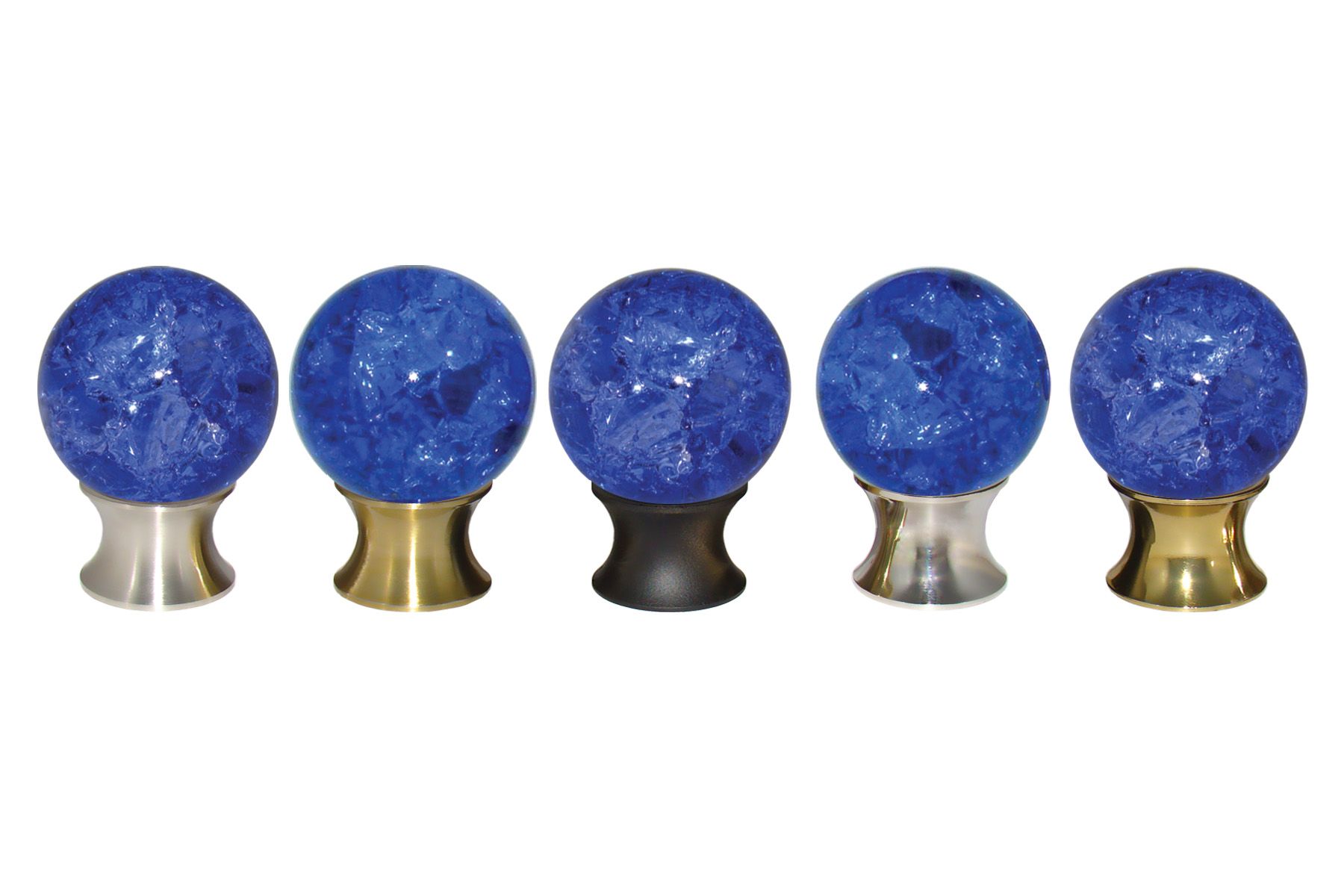Cobalt Blue Cracked Glass Cabinet Knobs on 5 Finishes