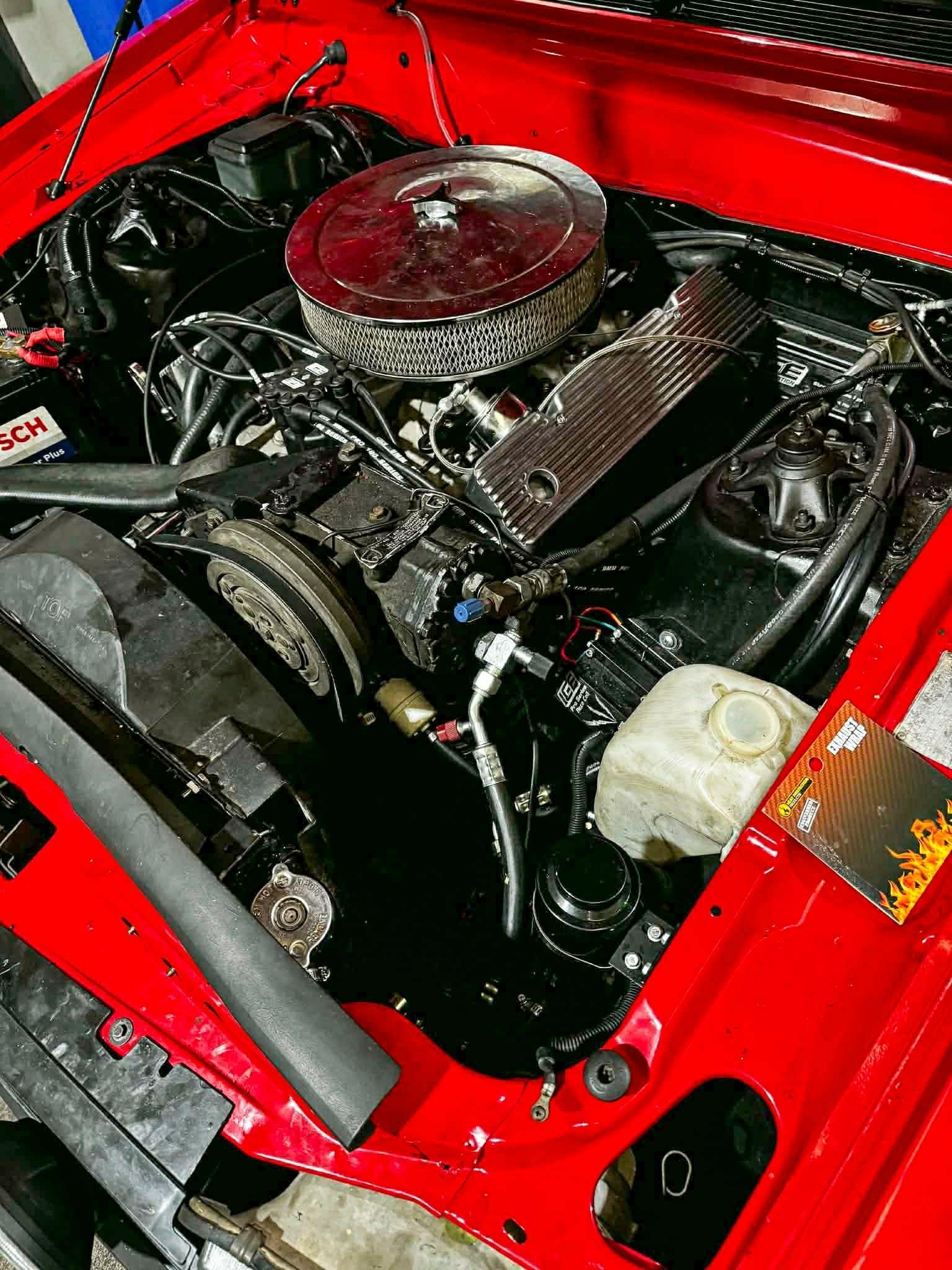 High-angle View Of A Clean, Bright Red Car Engine Bay Featuring — Elite Fleet Auto - Electrics & Mechanical in Bowen, QLD