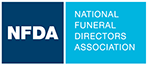 NFDA logo with dark blue and teal blocks and white text reading “National Funeral Directors Association”