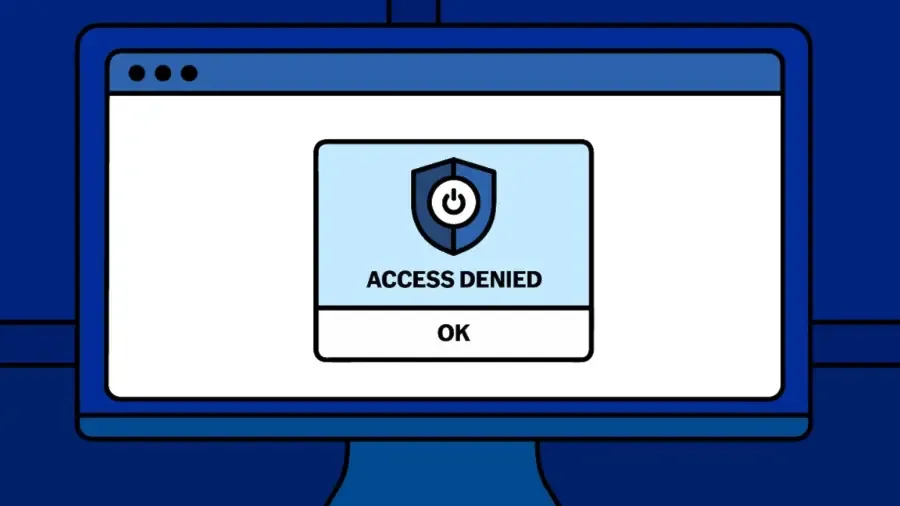 Écran affichant « Access denied » : accès bloqué par le contrôle des authentifications