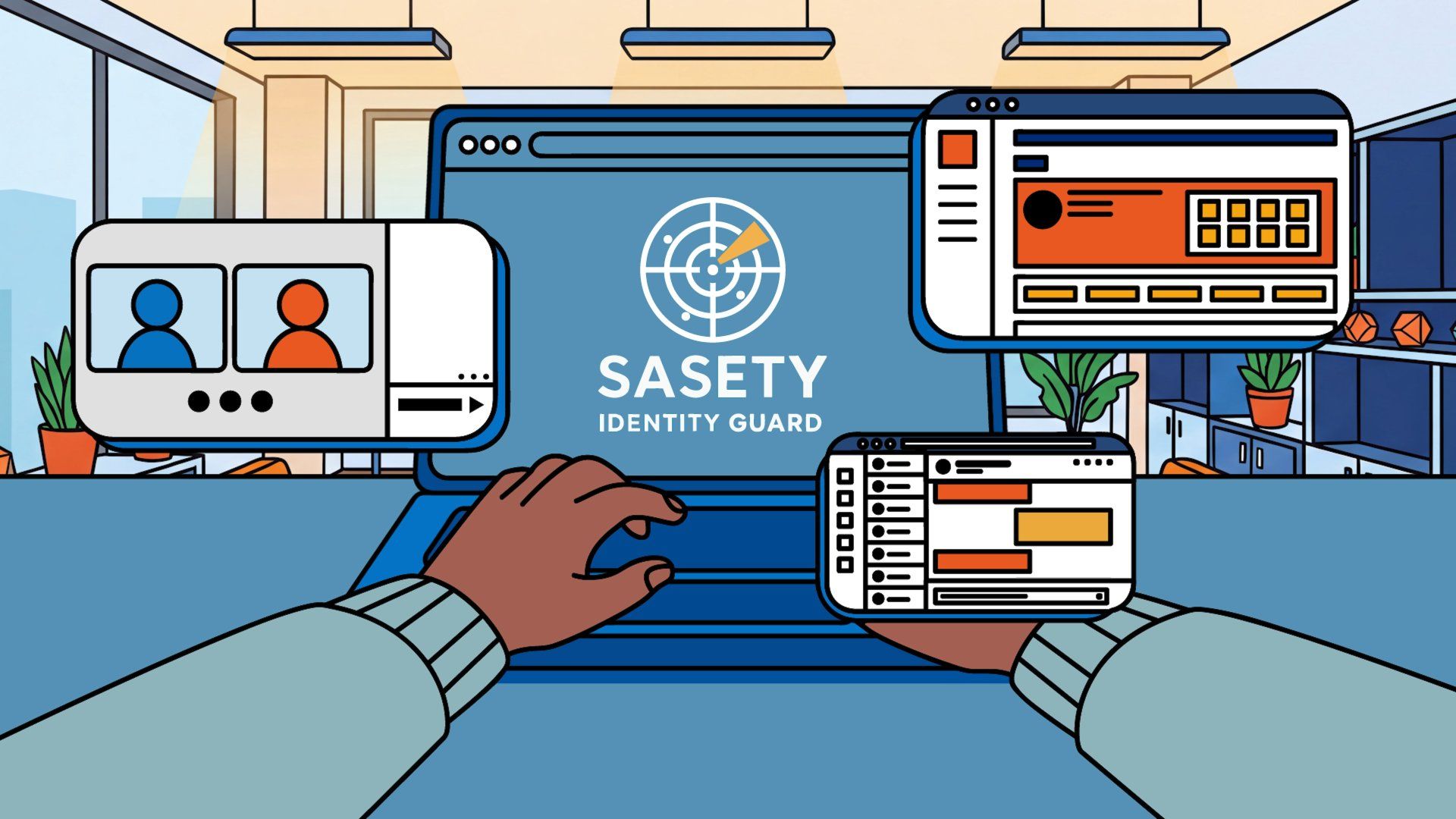 SASETY analyst running Identity Guard from our operations centre: alerts, dashboard and team discussions