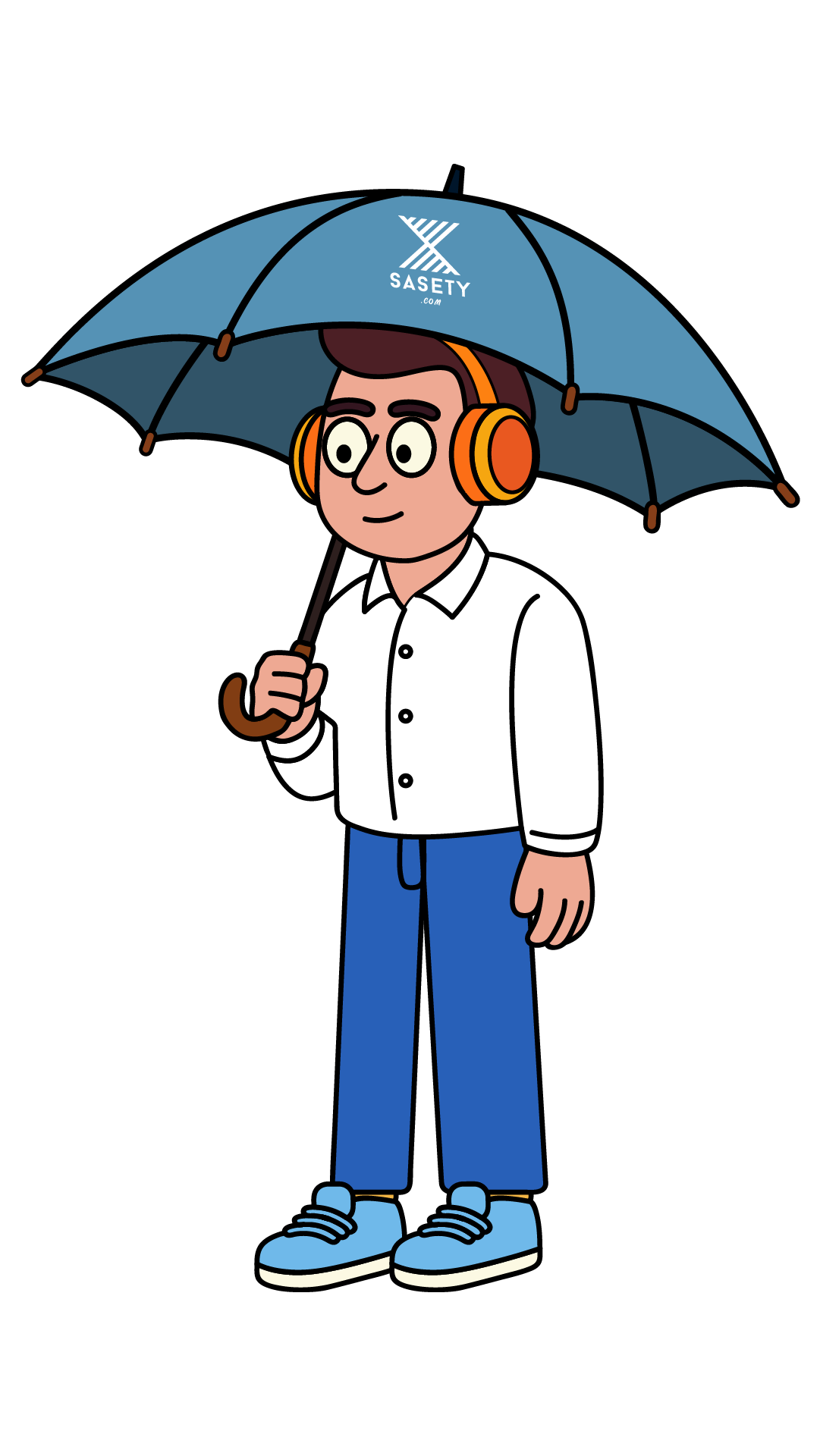 Mascotte SASETY sous le parapluie SASETY : toutes vos identités protégées