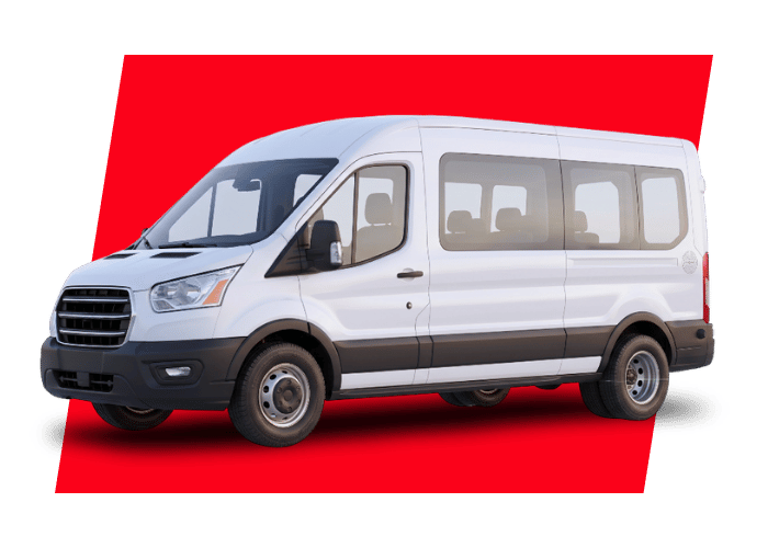 White passenger cargo van displayed on a clean background for commercial fleet transportation and business use.