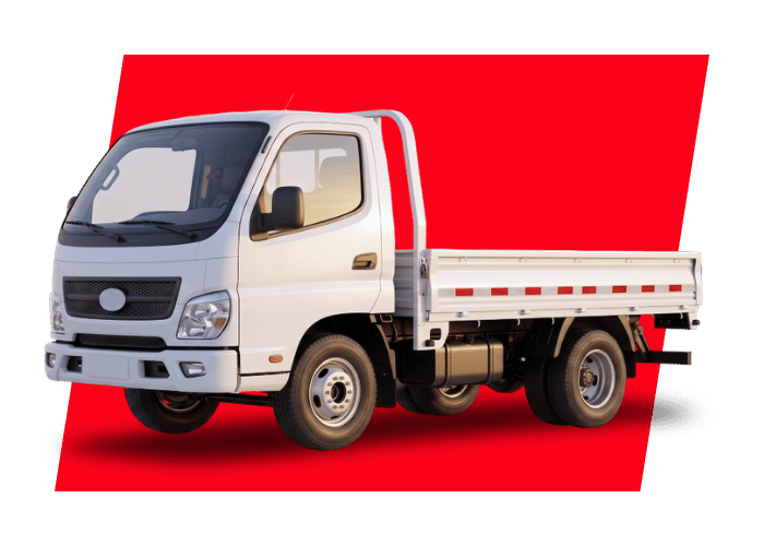 White light duty flatbed truck designed for commercial deliveries, utility work, and business transportation.