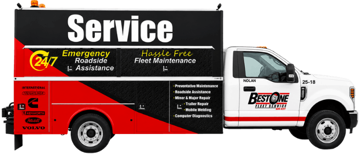 Best One truck with emergency assistance and 24/7 roadside service branding