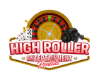 High Roller Entertainment Rentals logo with roulette wheel, cards, dice, and camera