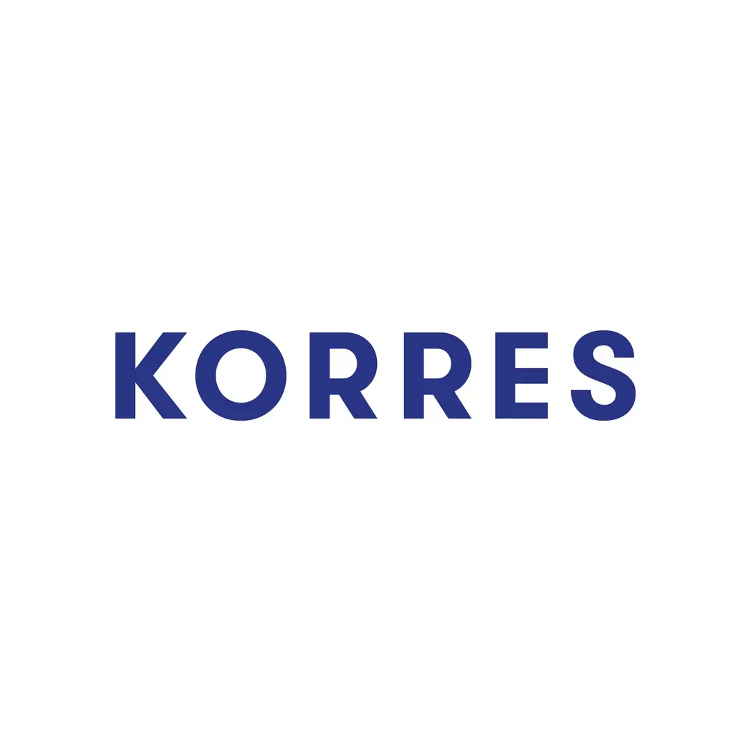KORRES-Logo in Blau auf weißem Hintergrund