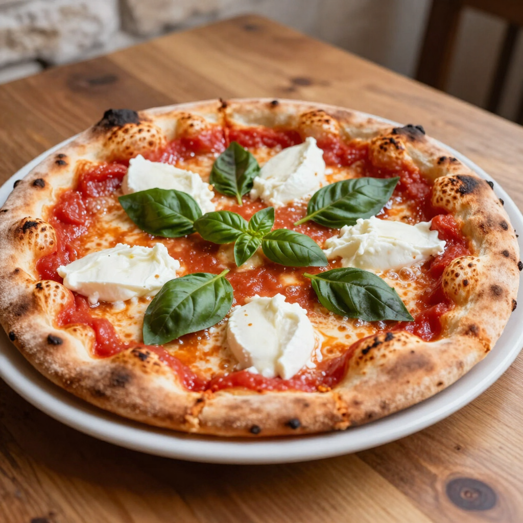 Pizza napoletana con mozzarella di bufala campana