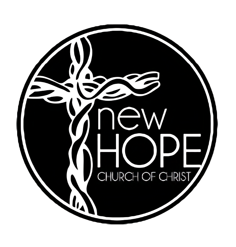 A black and white logo for a church called new hope church of christ.