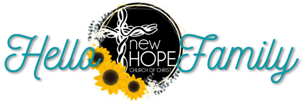A logo for a church called new hope family with sunflowers.